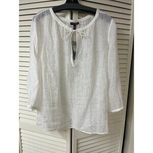 NWT Eileen Fisher White Linen Dress Top Shirt 1X